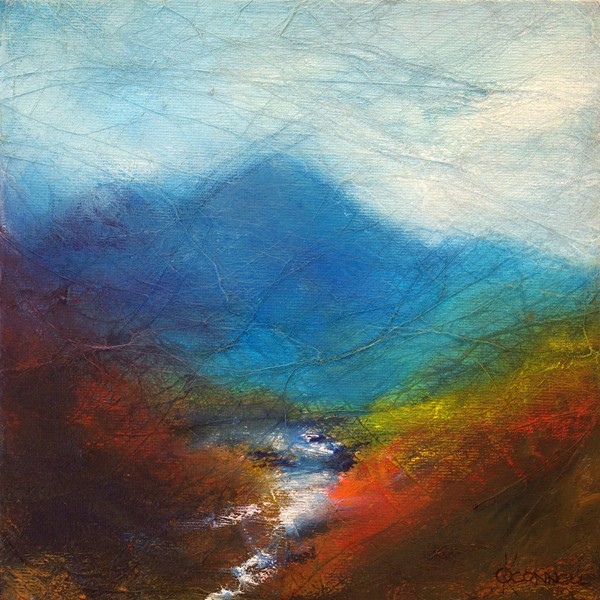 Scottish waterfall contemporary landscape painting