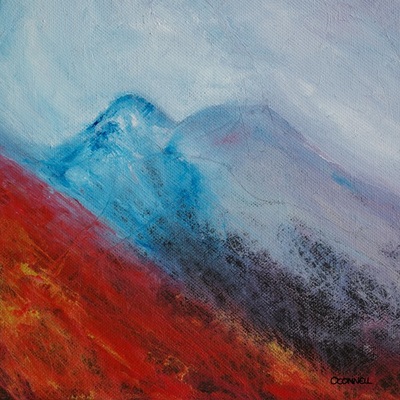 Scottish winter mountain painting of Achnashelllach hills
