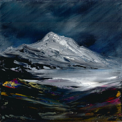 Scottish winter mountain painting