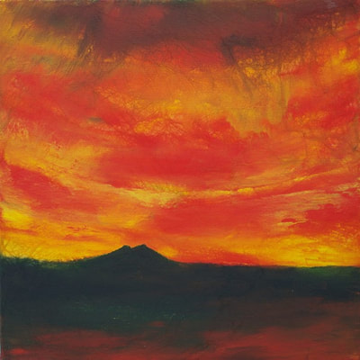 Caithness sunset painting of Morven