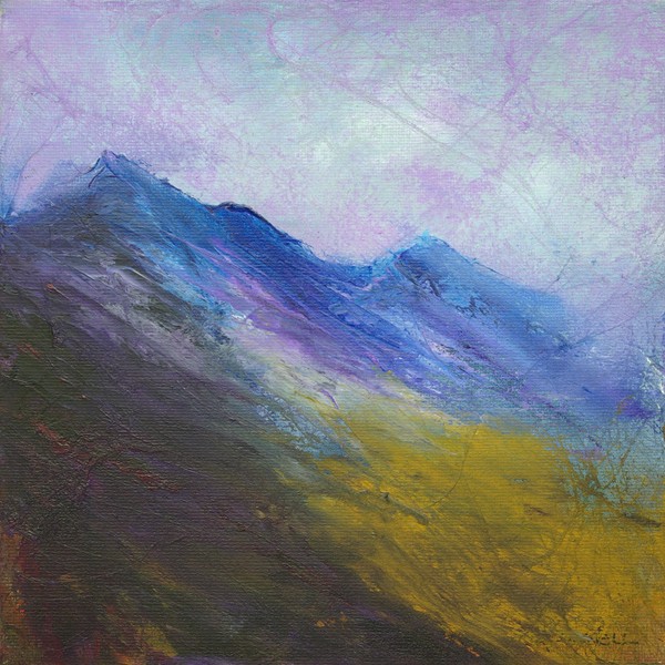 Pink Skies over Foinaven Scottish mountain landscape painting