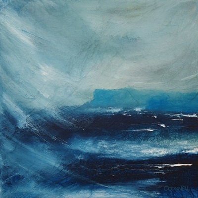 Painting of a Scottish coastal headland