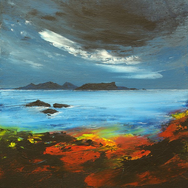 Eigg and Rhum seascape island painting