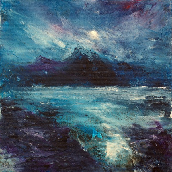 Dramatic Scottish semi abstract Scottish mountain art painting