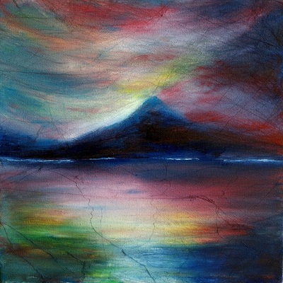 colourful mountain painting