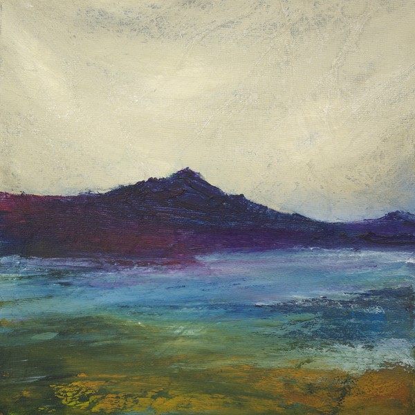 Purple mountain landscape painting