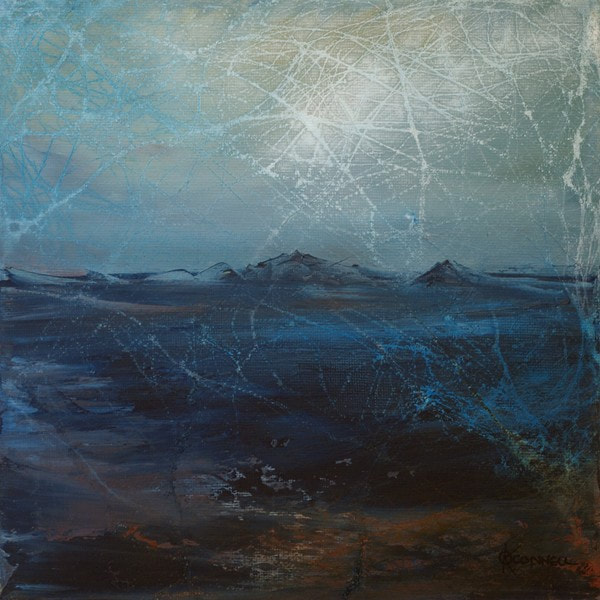 Caithness landscape painting and prints of a winter moorland night sky