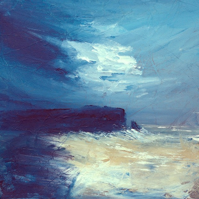 blue and white coastal painting