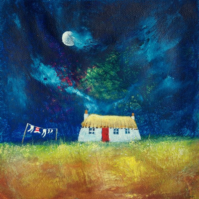 Scottish thatched cottage painting
