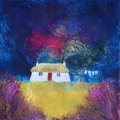 Scottish thatched blackhouse croft painting