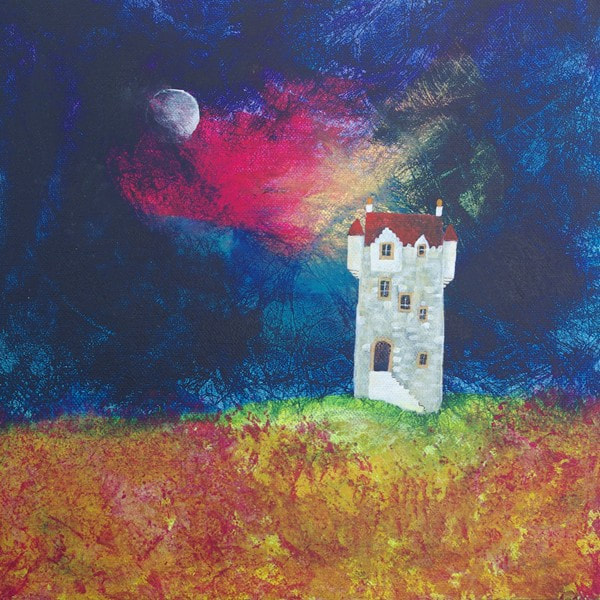 Naive Scottish art painting of a castle