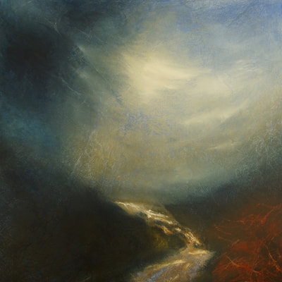 large impressionist moorland waterfall art